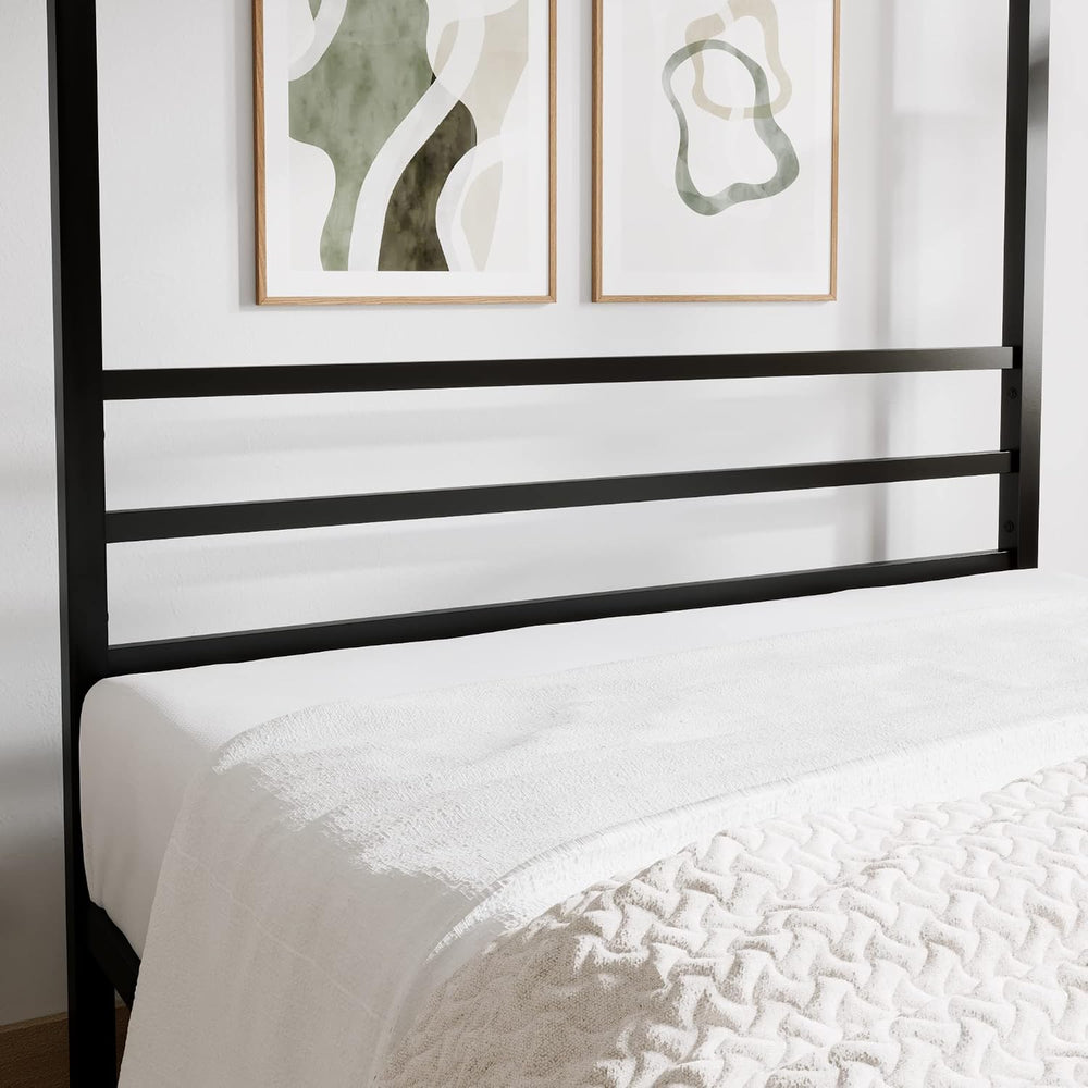 ikalido Queen Size Metal Canopy Bed Frame, Heavy-Duty Support, Black