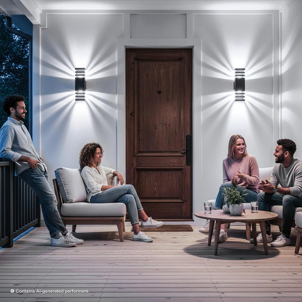 Outdoor Wall Light Fixtures, Up and Down Exterior Lighting Fixtures, Black Wa...