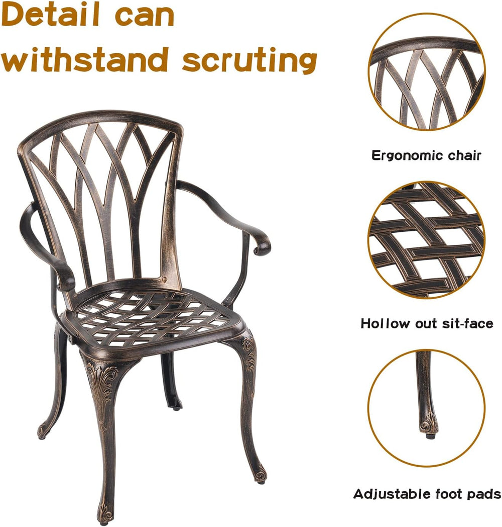 YKSY&YKSY Jardin DE CENTENNAIL 3-Piece Outdoor Bistro Set Cast Aluminum R...