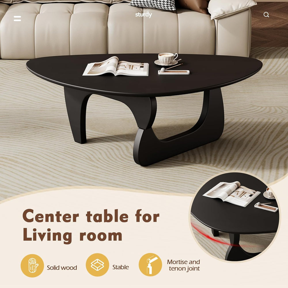 Mid Century Modern Coffee Table - Black Wooden Coffee Table for Living Room,C...