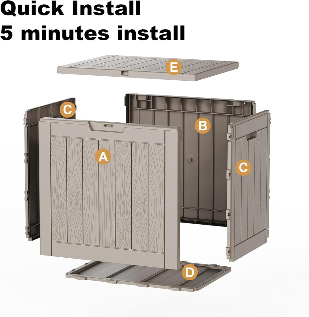 35 Gallon Outdoor Storage Box, Lockable Waterproof Deck Box, Grey