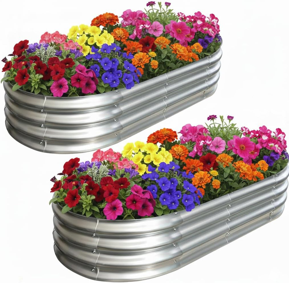 Raised Garden Bed Kit,2 Pack 4x2x1ft Galvanized Garden Beds Outdoor with Safe...