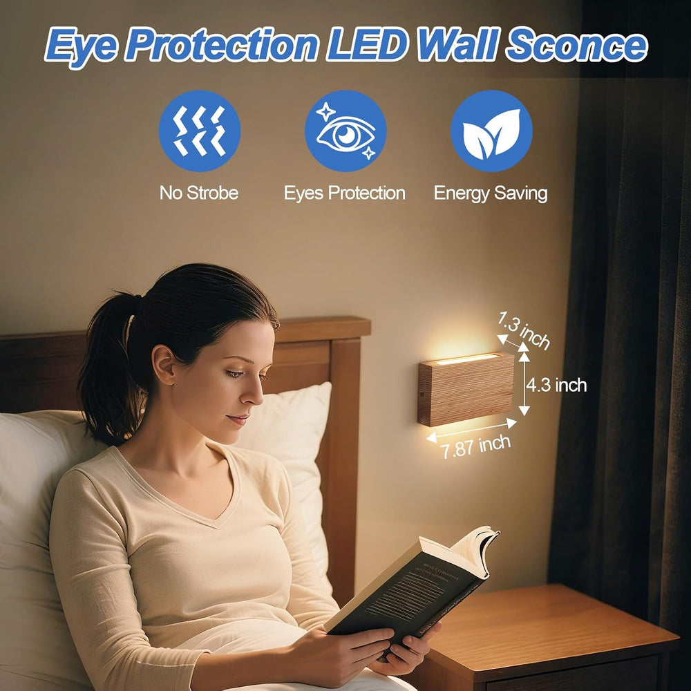 Wood Wall Sconce Indoor Wall Lights Hardwired 2 Pack Up and Down Wall Mount L...
