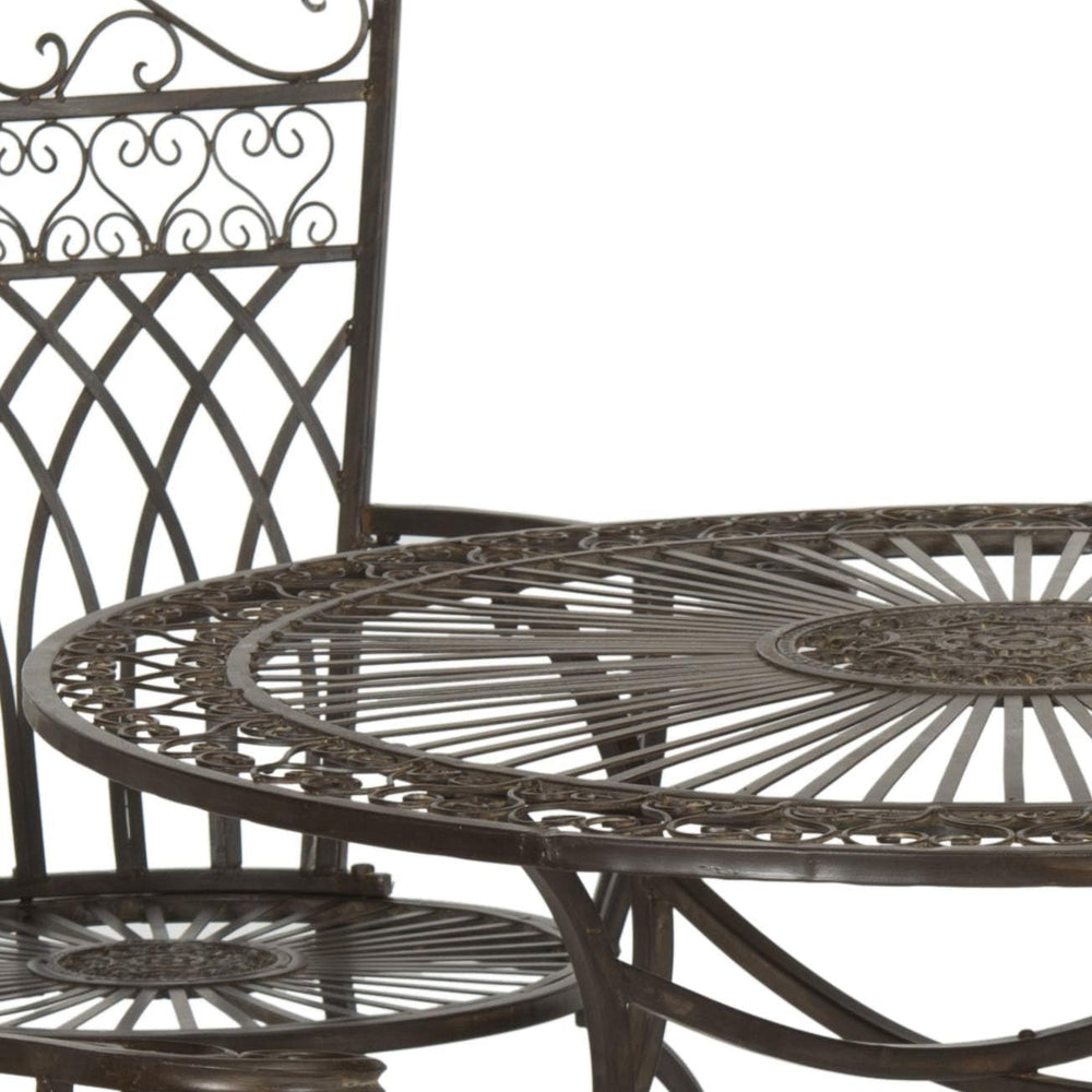 SAFAVIEH Outdoor - Thessaly 5-Piece Bistro Dining Set - Rustic Brown Iron Met...