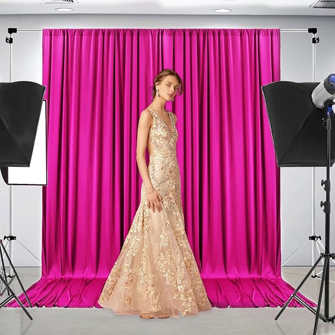 10 x 10 Feet Rose Red Backdrop Curtain for Partie, Background Curtains for Ph...