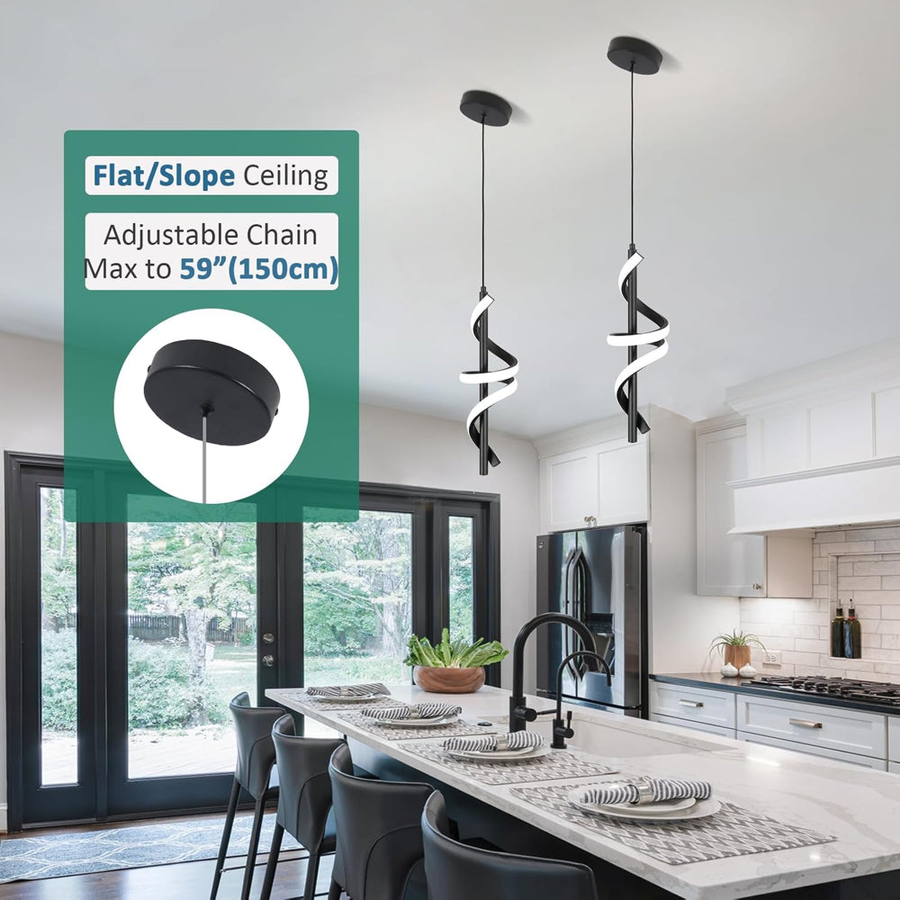 CANEOE Black Pendant Light Fixtures, Adjustable Modern Pendant Lights for Kit...