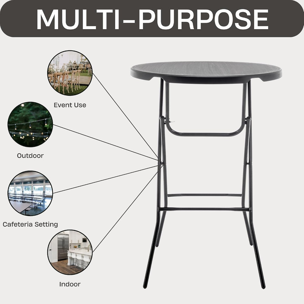 BTEXPERT Set of 10, Black 32" Round 43" Bar Height Granite Folding ...