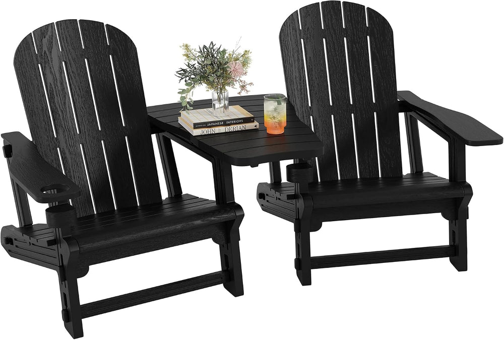 Shintenchi Adirondack Chairs Set of 2,HDPE Adirondack Chairs w/Removable Tabl...