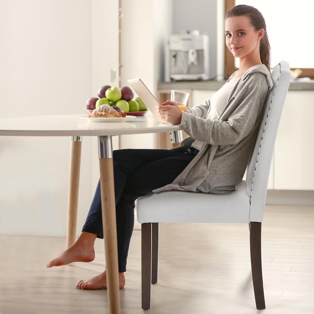 DUMOS Dining Chairs Set of 6, Upholstered Accent Chair, Light Grey