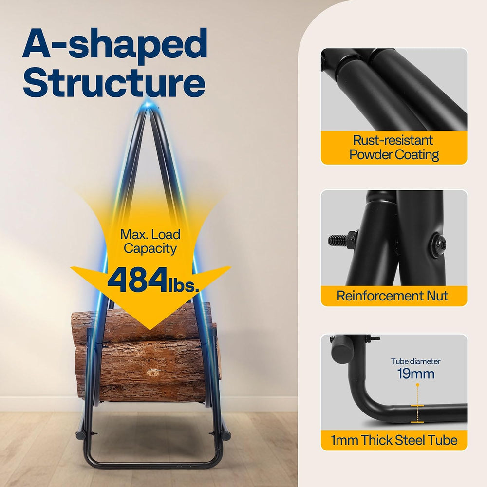VIVOHOME 32 Inches Firewood Log Rack Hoop with Cover