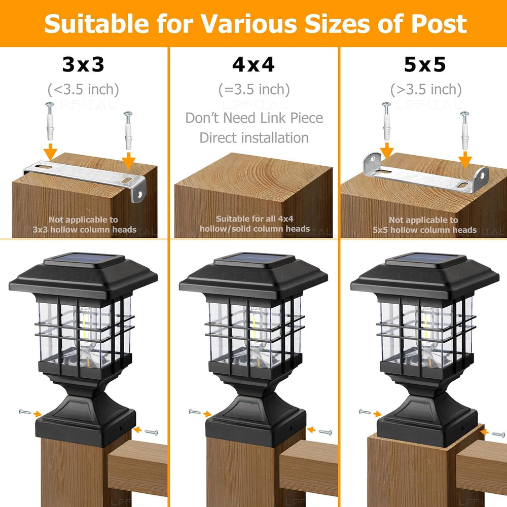 4x4 Post Solar Lights Solar Post Cap Lights Outdoor Metal 4 Pack