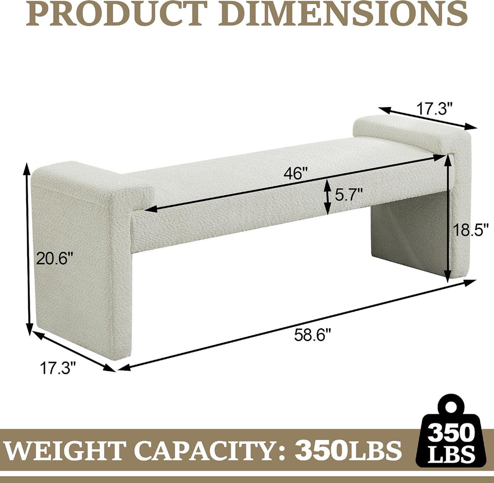 WUTUTUEE 58.7" End of Bed Bench Upholstered Modern Bedroom Bench for Liv...