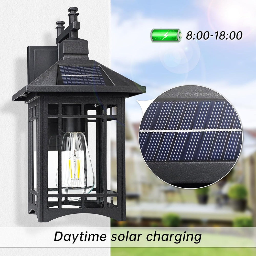 Solar Outdoor Wall Light，Exterior Lighting fixtures，Modern Black Exterior Lig...