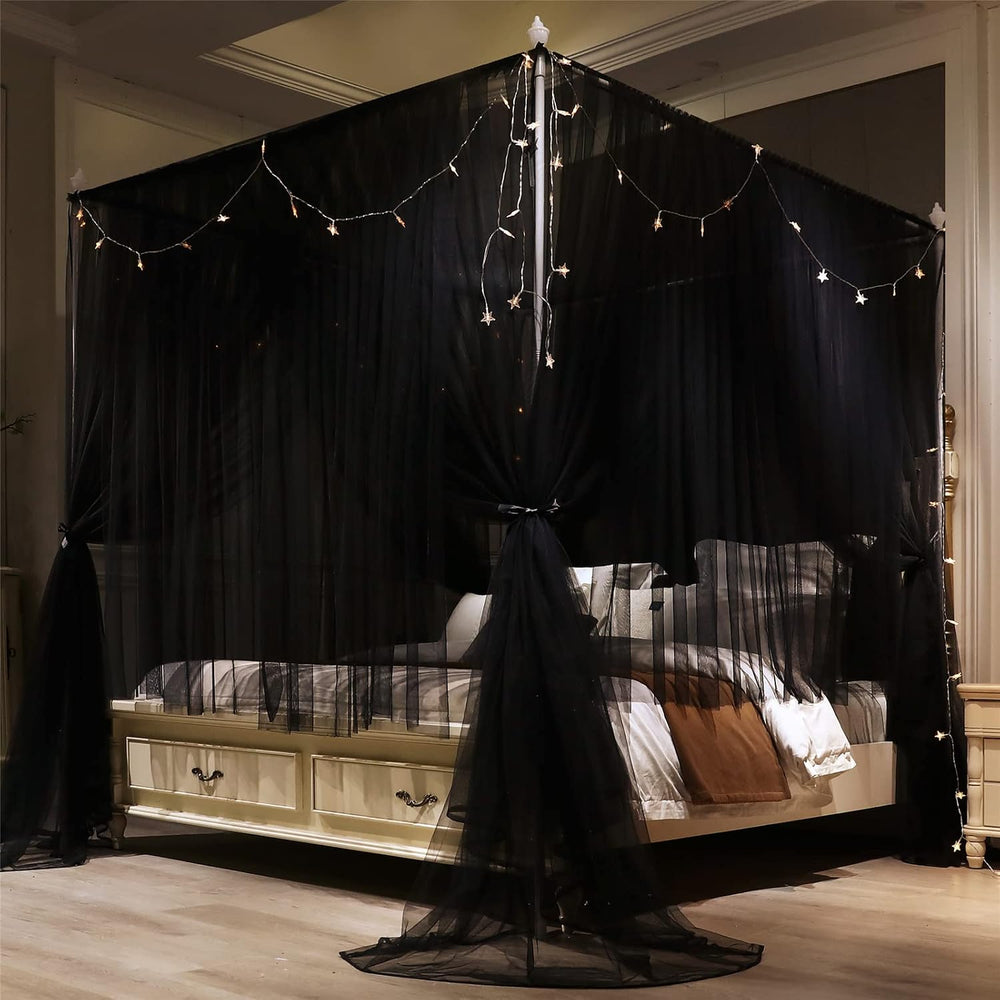 VETHIN 4 Corners Post Princess Bed Canopy Curtain Double Layer Cozy Drape Net...