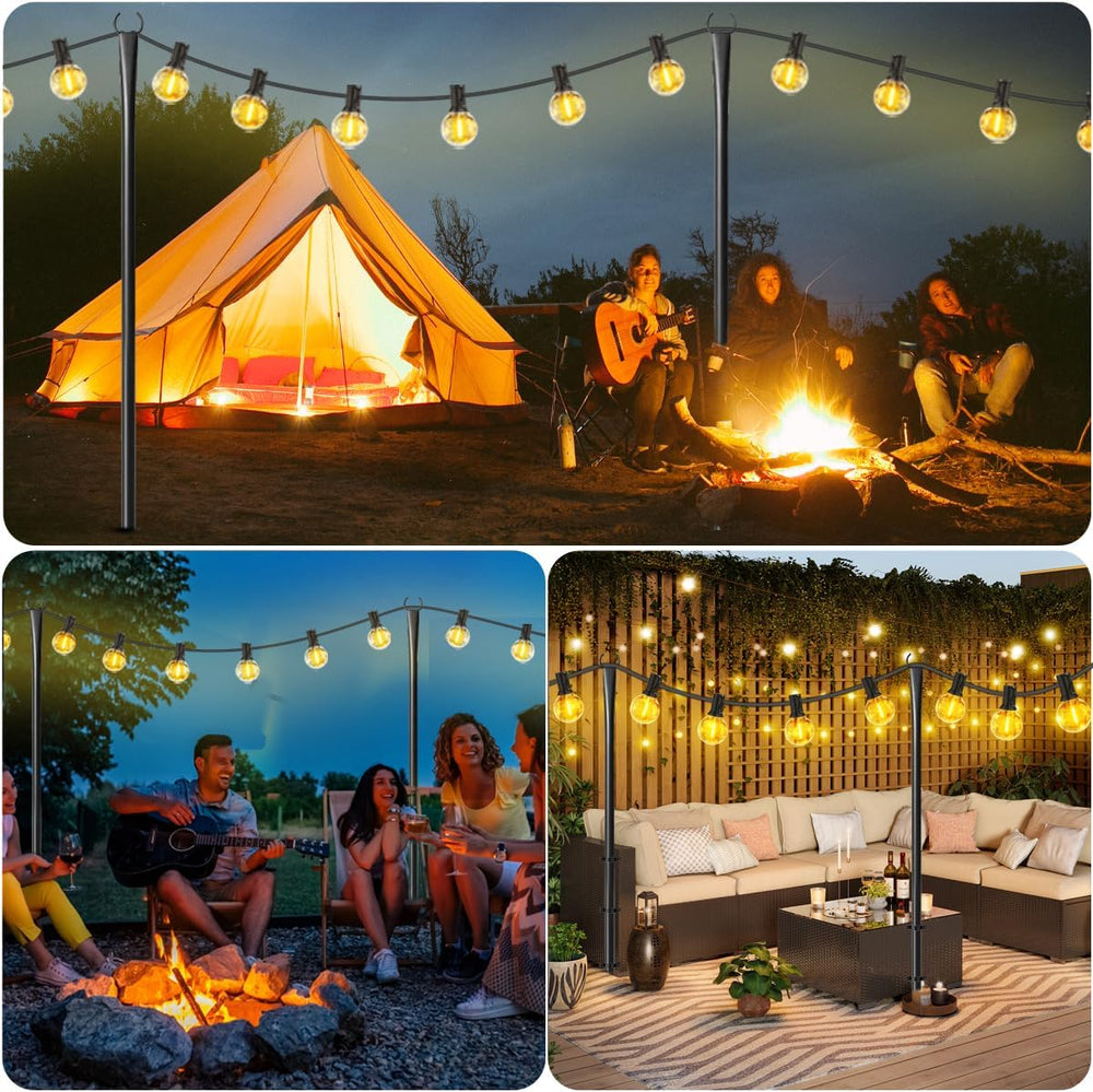 MuliVid 6 Pack 9FT String Light Poles for Outdoor,Metal Lights Hanging Pole O...