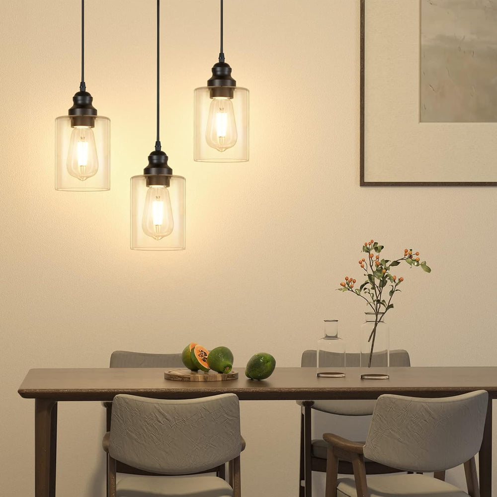 Licperron 3 Pack Hanging Pendant Lighting Fixtures, Adjustable Black Hanging ...