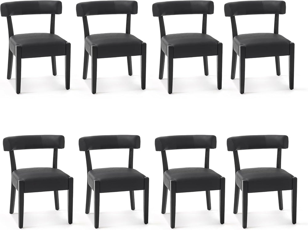 RNKSFX Black Dining Chairs Set of 8, Faux Leather Upholstered Kitchen & D...