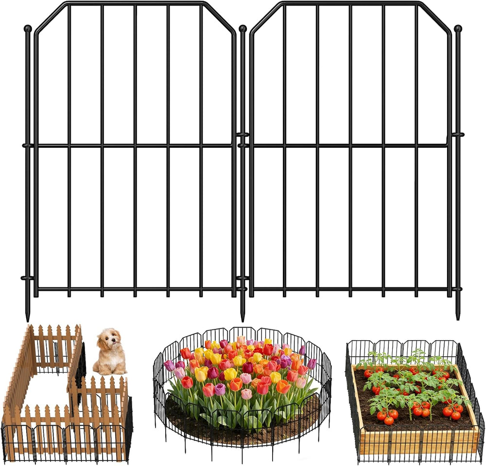 Goovilla Garden Fence, Total 25ft(L) x 24in(H), 25 Pcs, Rustproof Metal
