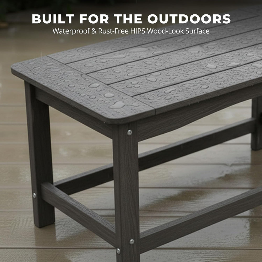 Outdoor Coffee Table, 35.4" x 17.5" All Weather Rectangle Patio Cof...