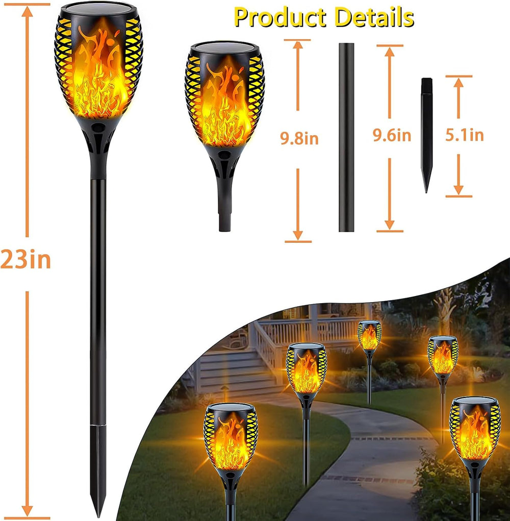Solar Torch Lights with Flickering Flame Larger Size Solar Flame Lights