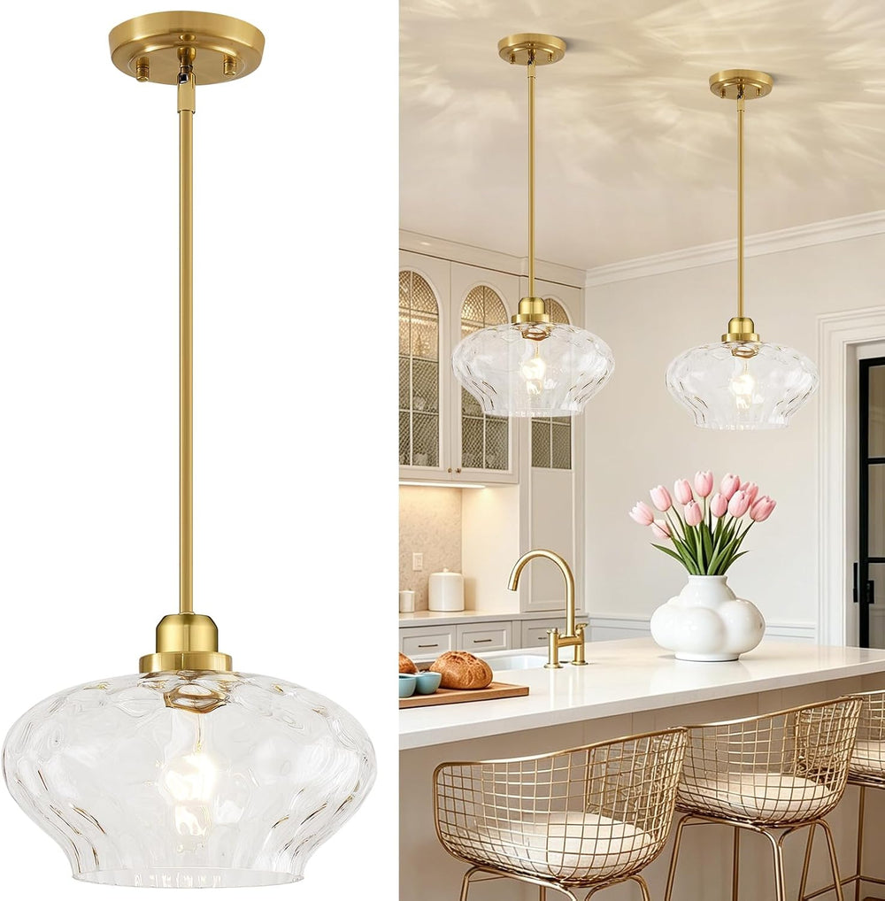 Modern Pendant Lights Kitchen Island, Brushed Gold Pendant Light Fixtures wit...