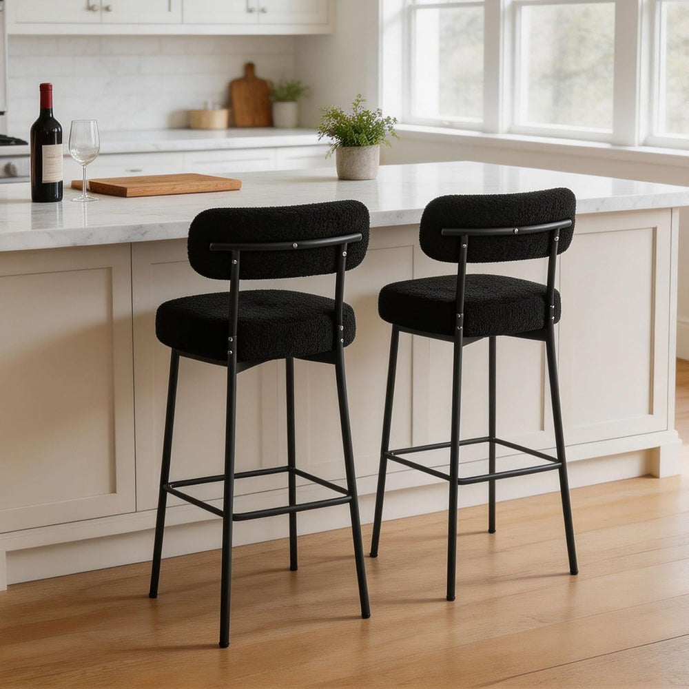 DYHOME Bar Stools Set of 2,Black 28 inch Counter Height Bar Stools with Curve...