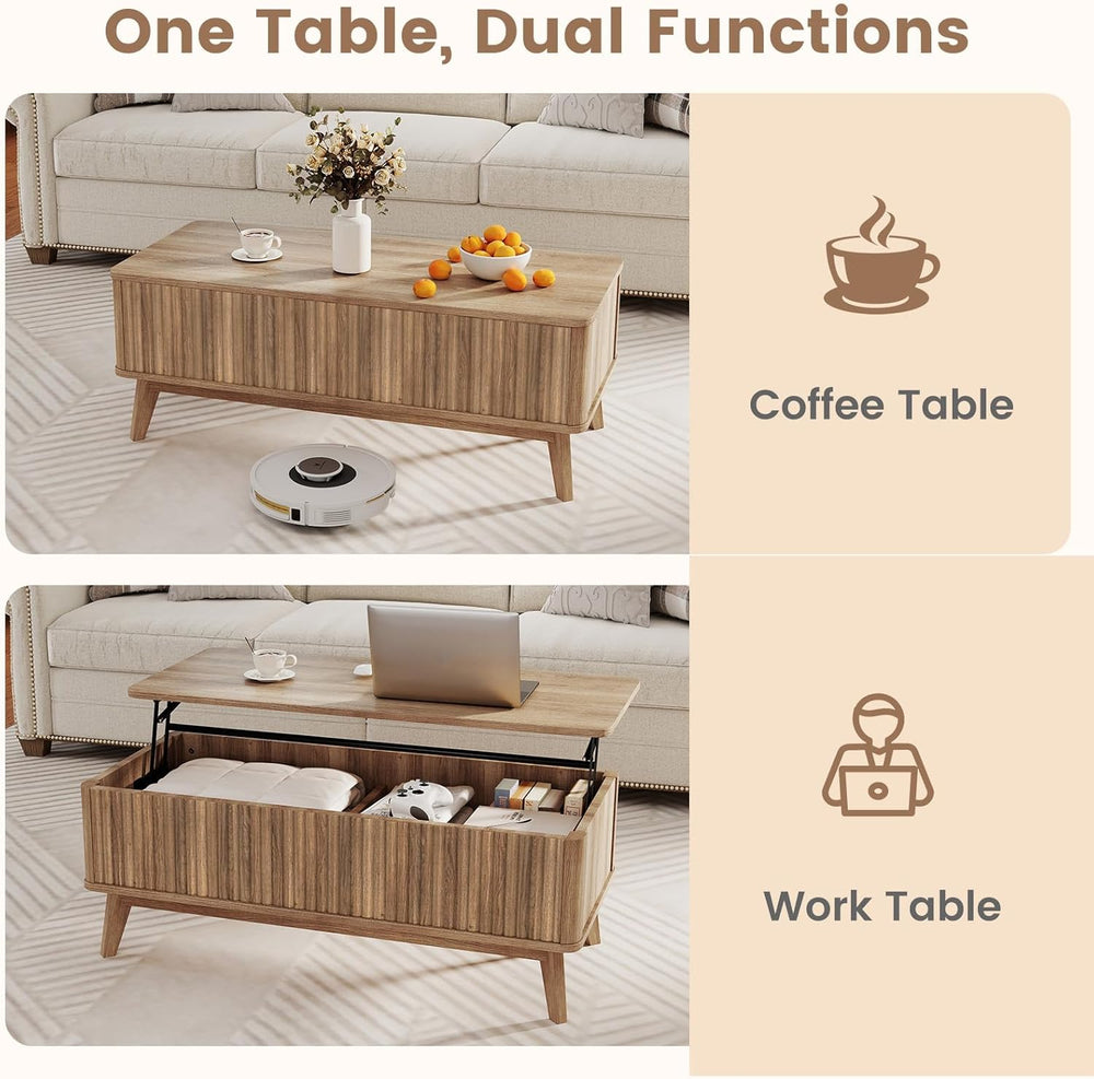 Giantex Lift Top Coffee Table with Storage, 43.5" Mid Century Modern Cen...