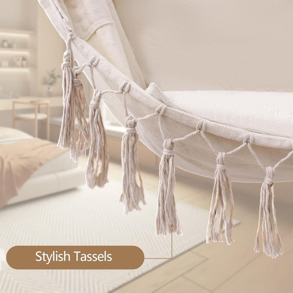 Hanging Swing Hammock Chair with Spreader Bar & Adjustable Straps - Beige
