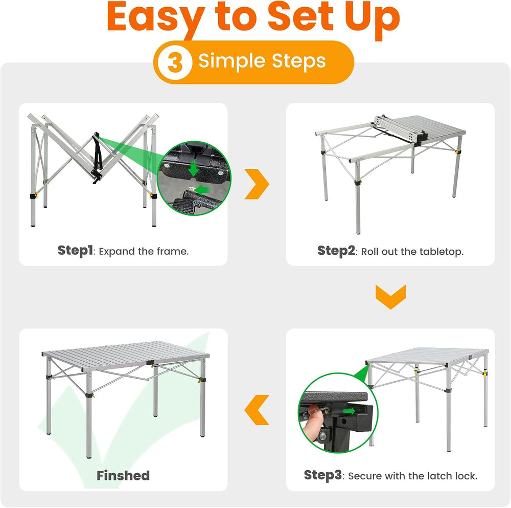 Join Nature 46.4" Large Camping Table for 2-6 People, Heavy Duty Foldable