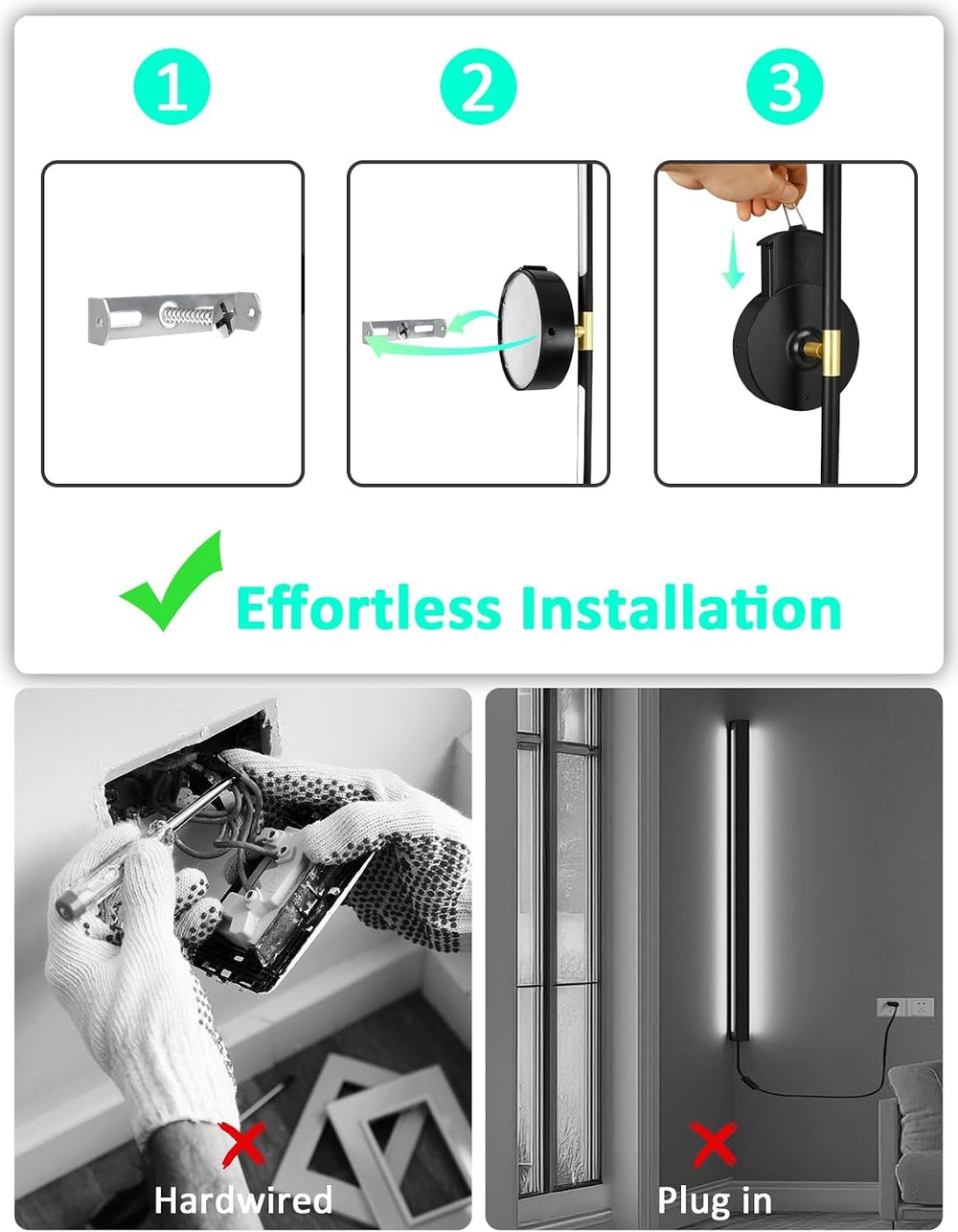 Wall Sconces Battery Operated Set of 2, 10000mAh Rechargeable Wall Lights