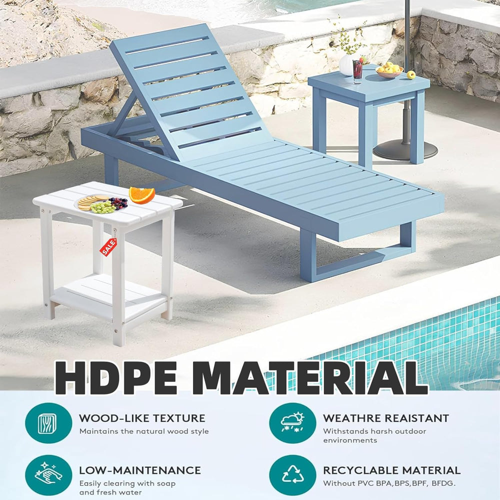 Adirondack Square Outdoor Side Table,2-Tier Storage Patio Side Table with Wea...