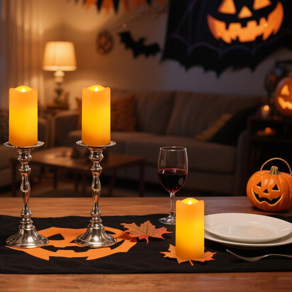 Solar Candles Outdoor Waterproof 6 Pack, 3''x6'' Halloween Ca...