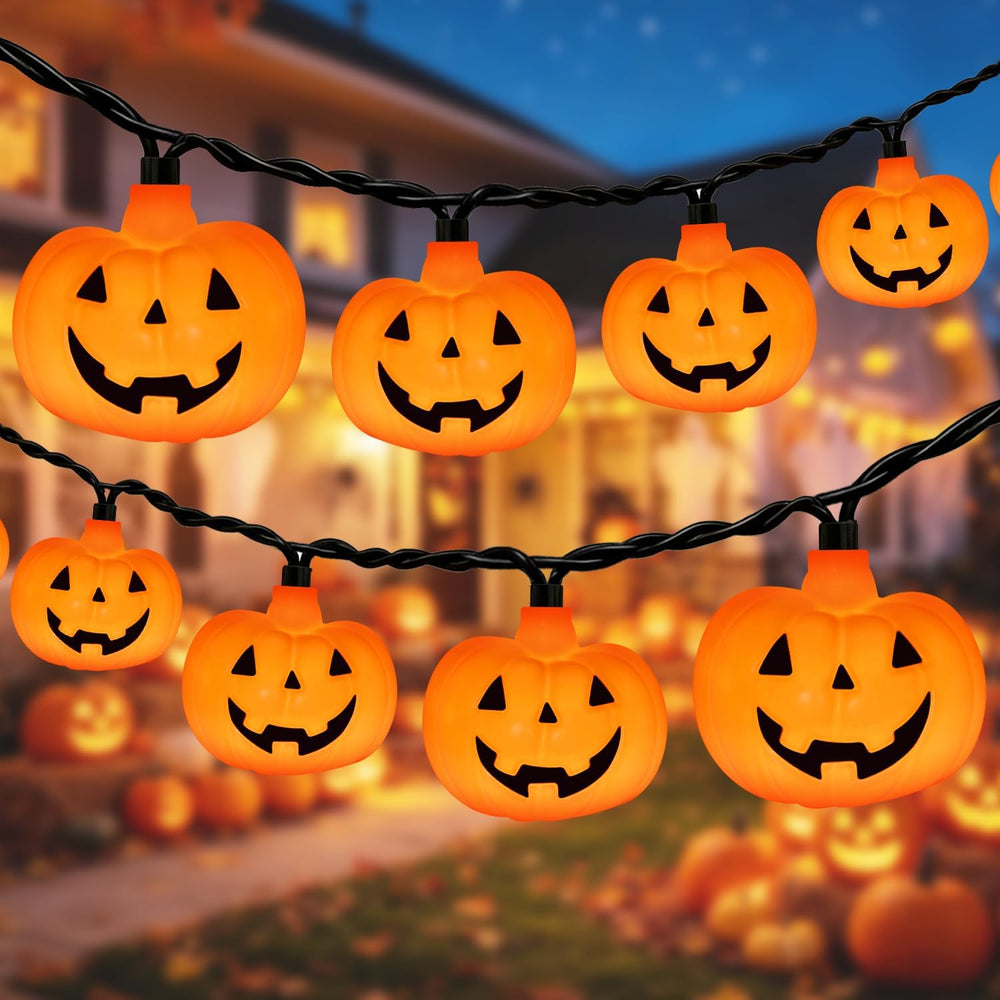 12Ft Halloween String Lights Plug in with 20 LED Pumpkin Lantern Lights, Nove...