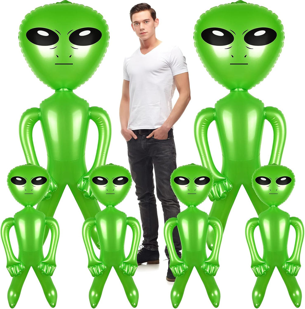 6 Pack 63 Inch Giant Inflatable Alien 31.5 Inch Jumbo Blow Up Alien Green Inf...