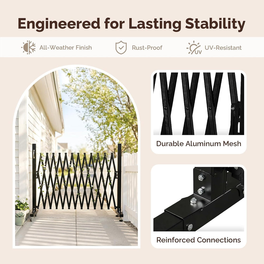 VINGLI 11.5ft Expandable Garden Fence with Casters, Aluminum Retractable Barr...
