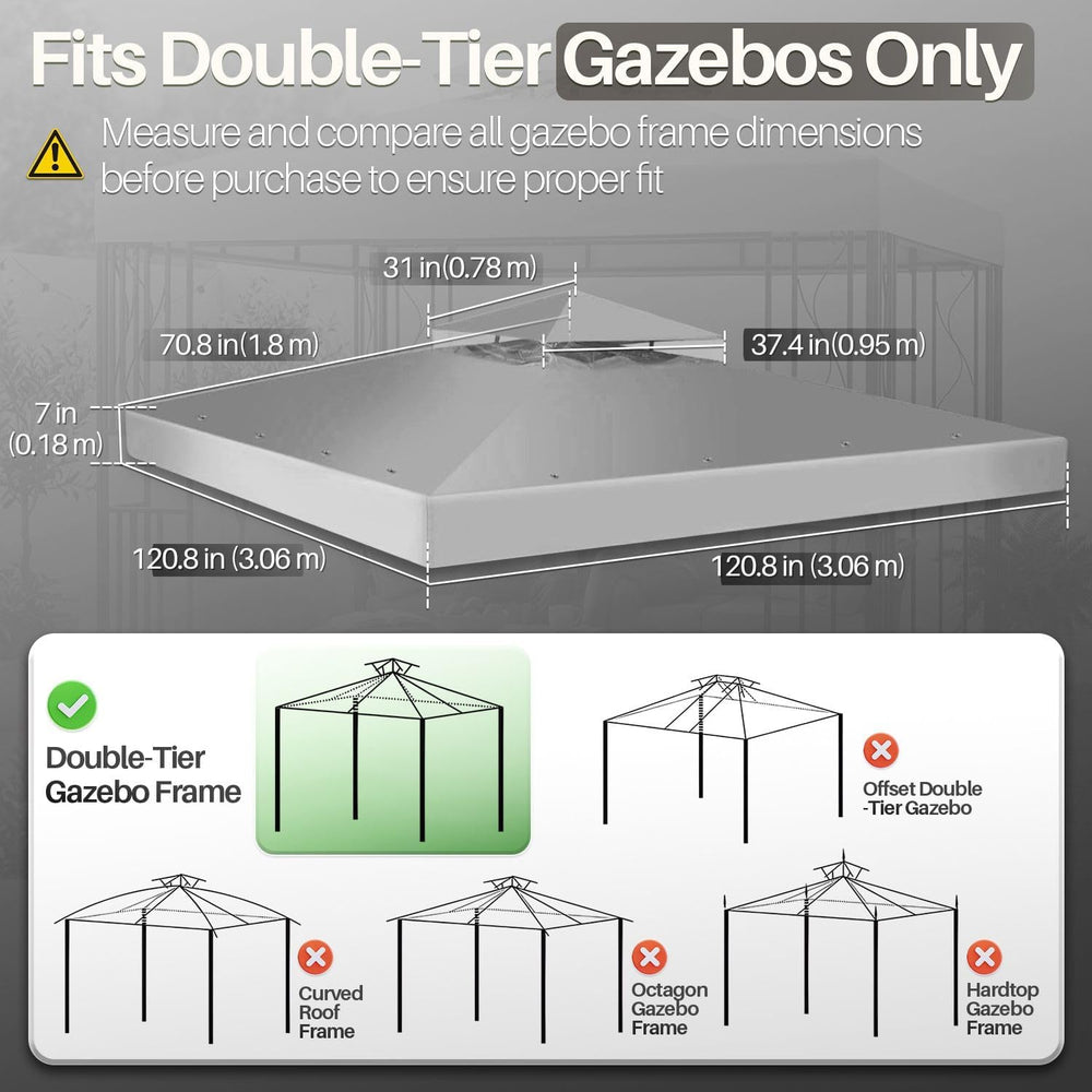 Flexzion Gazebo Cover Replacement Canopy Top 10x10 Ft (3m x 3m) - Double Tier...