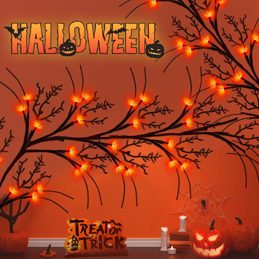 [8 Modes & Timer] 9 Ft Halloween Garland Willow Vine Twig Decor with 72 L...
