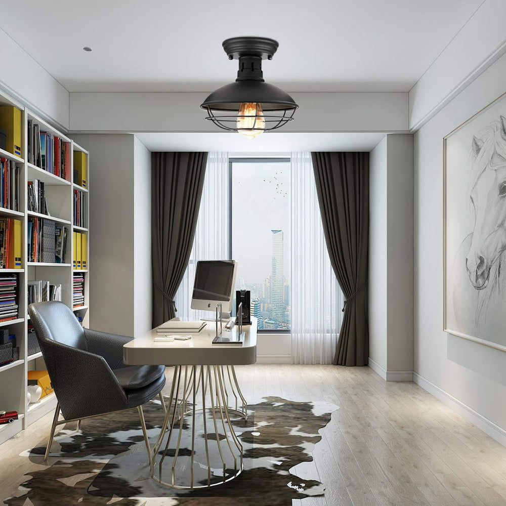 Farmhouse Flush Mount Ceiling Light - Easric Industrial Ceiling Light Fixture...