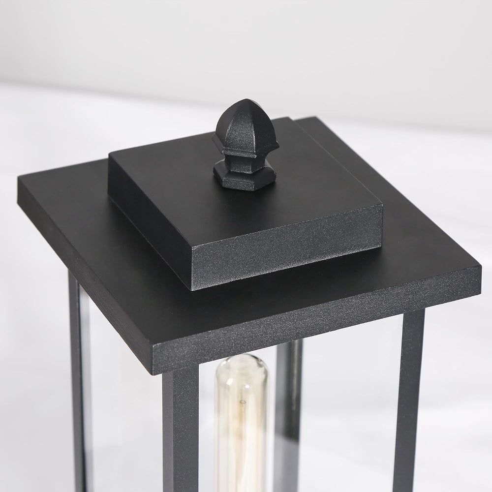 LALUZ Outdoor Post Lights, 1-Light Black Rectangular Post Lights Outdoor with...