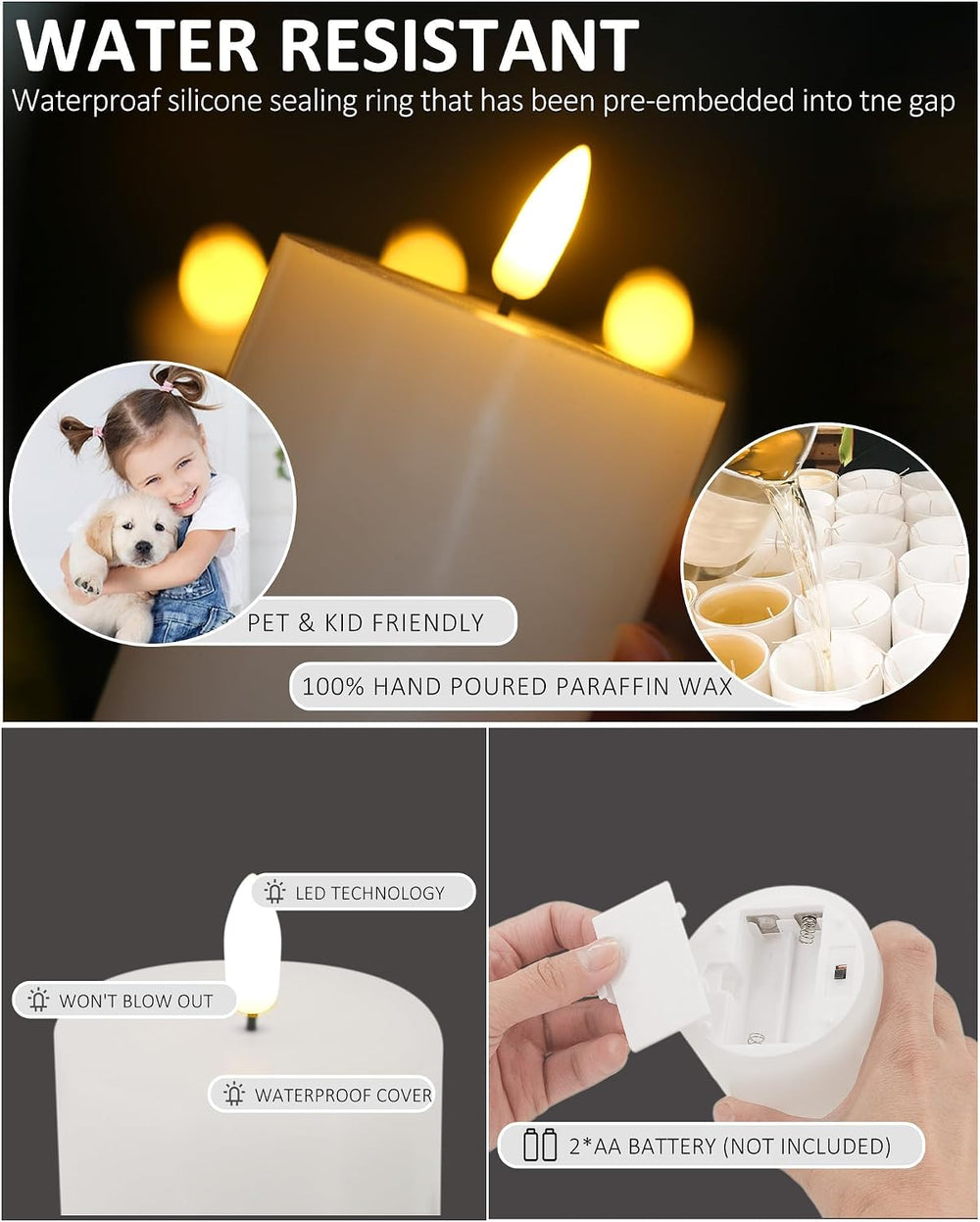 Oleitodh 9 Pcs White Flameless Candles Flat Top LED Candles with Remote Timer...