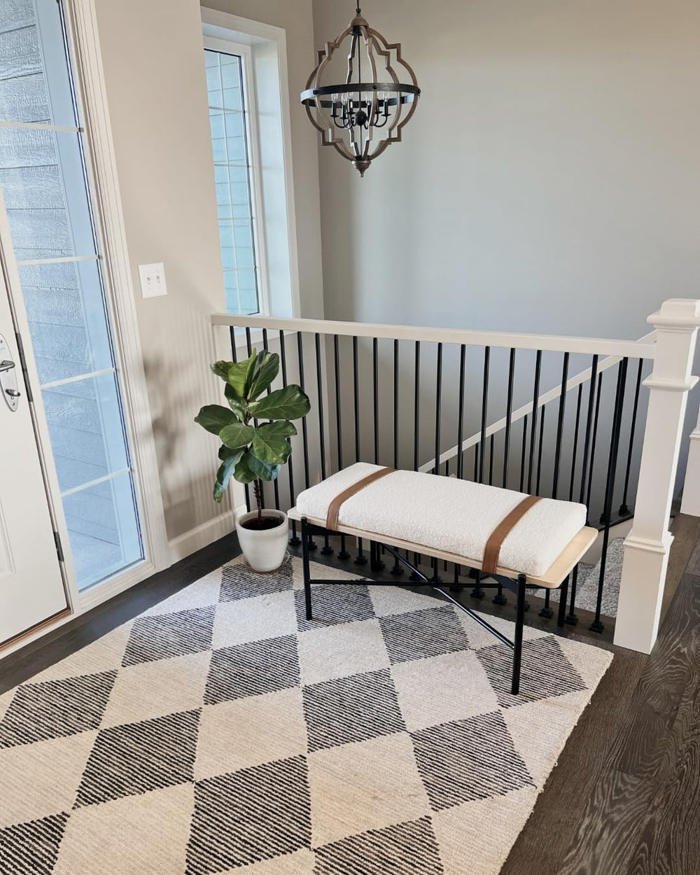 Nathan James Thatcher Upholstered Entryway Bench with Removable Boucle Cushio...