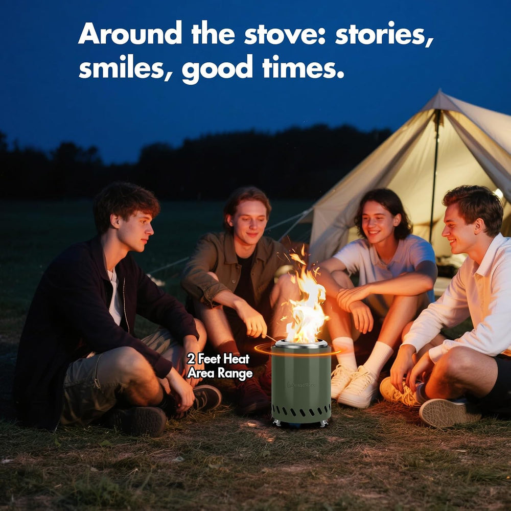 9.7 x 7.1 Inch Tabletop Fire Pit by AmazStove, Low Smoke Camping Stove for Ou...