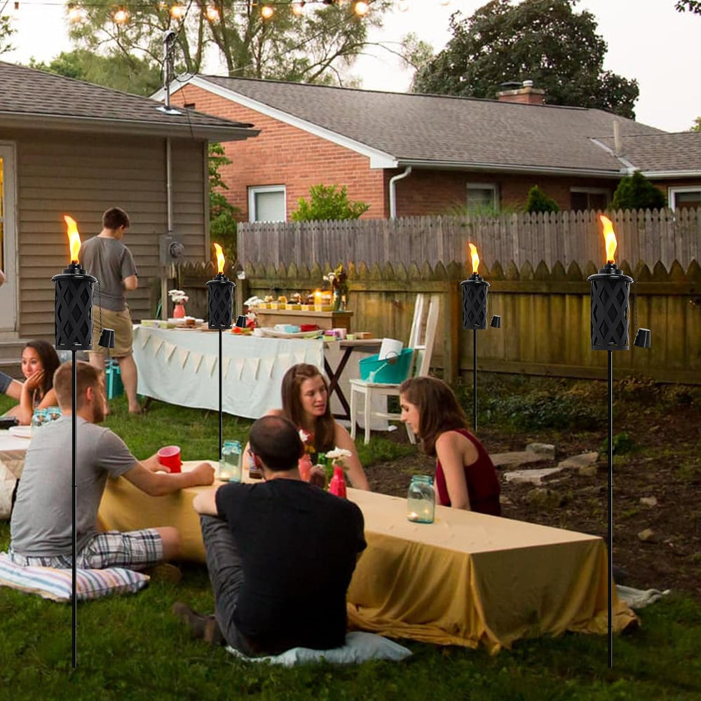 4 Pack Citronella Torches for Outside, 16 Oz Outdoor Garden Torch with 5-Pron...