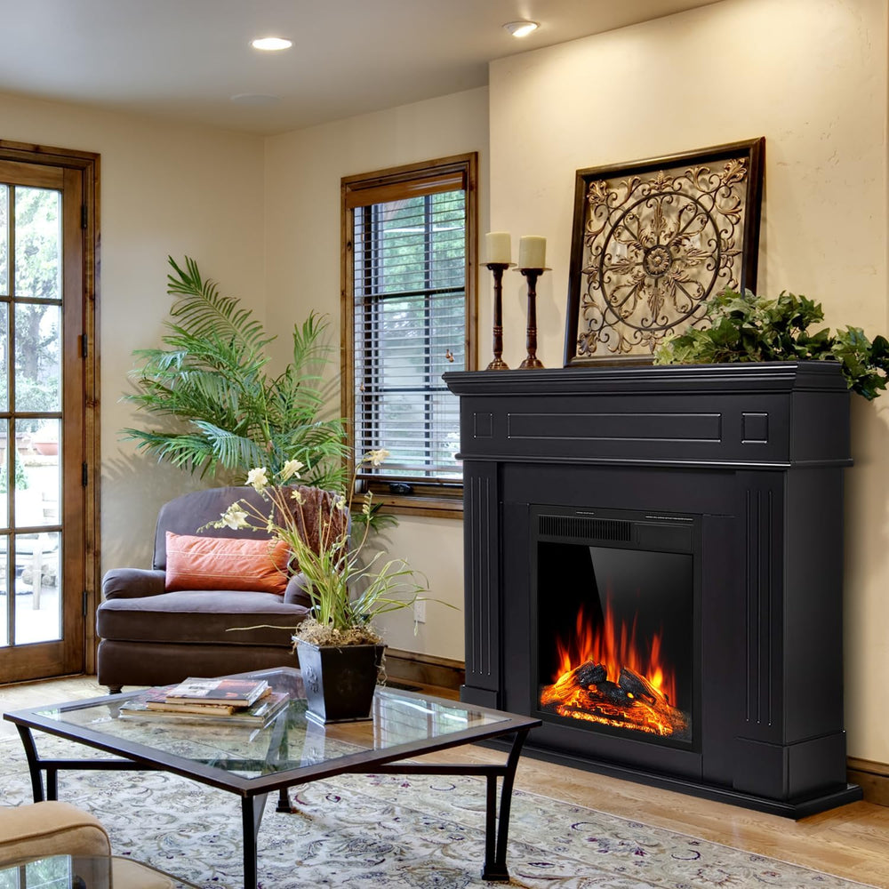 43” Electric Fireplace Mantel Freestanding Electric Fireplace, Remote Control...