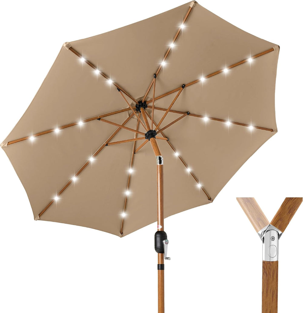 Best Choice Products 10ft Solar Polyester LED Lighted Patio Umbrella w/Tilt A...