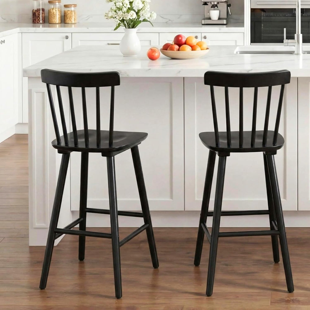 Windsor Bar Stools Set of 2, 26 Inch Counter Height Barstools Wooden Barstool...