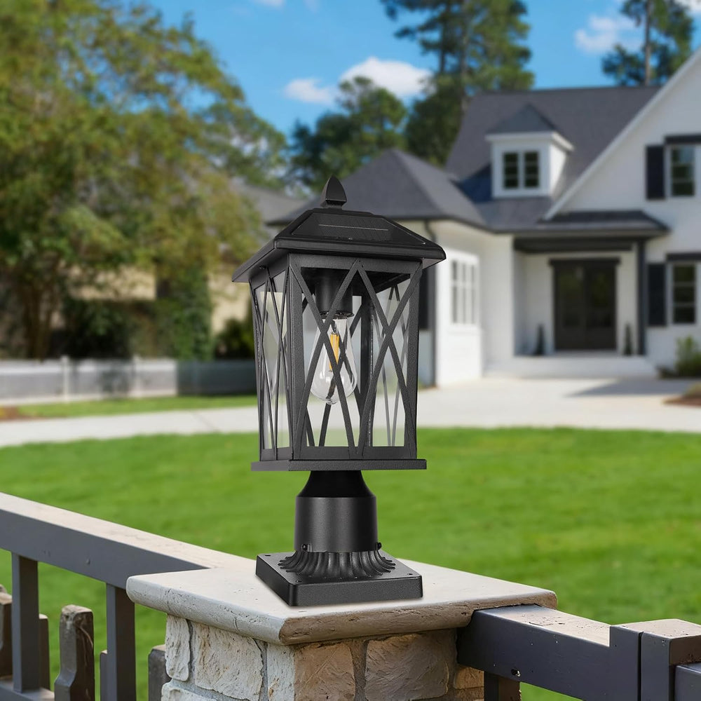 Treekee Solar Post Lights Outdoor, Modern Farmhouse Pier Mount Lamp Post Ligh...