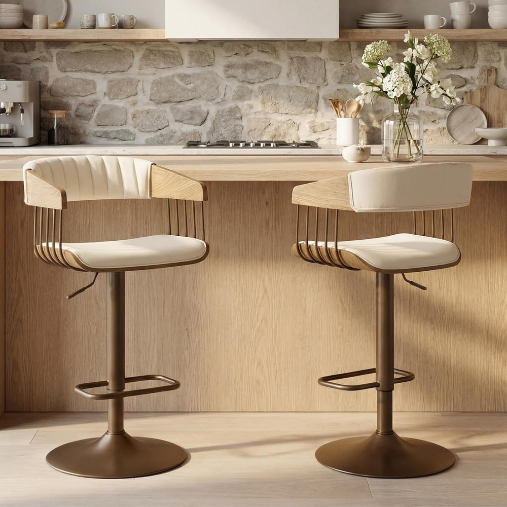 CIMOTA Swivel Adjustable Bar Stools Set of 2, Mid-Century Modern Counter Stoo...