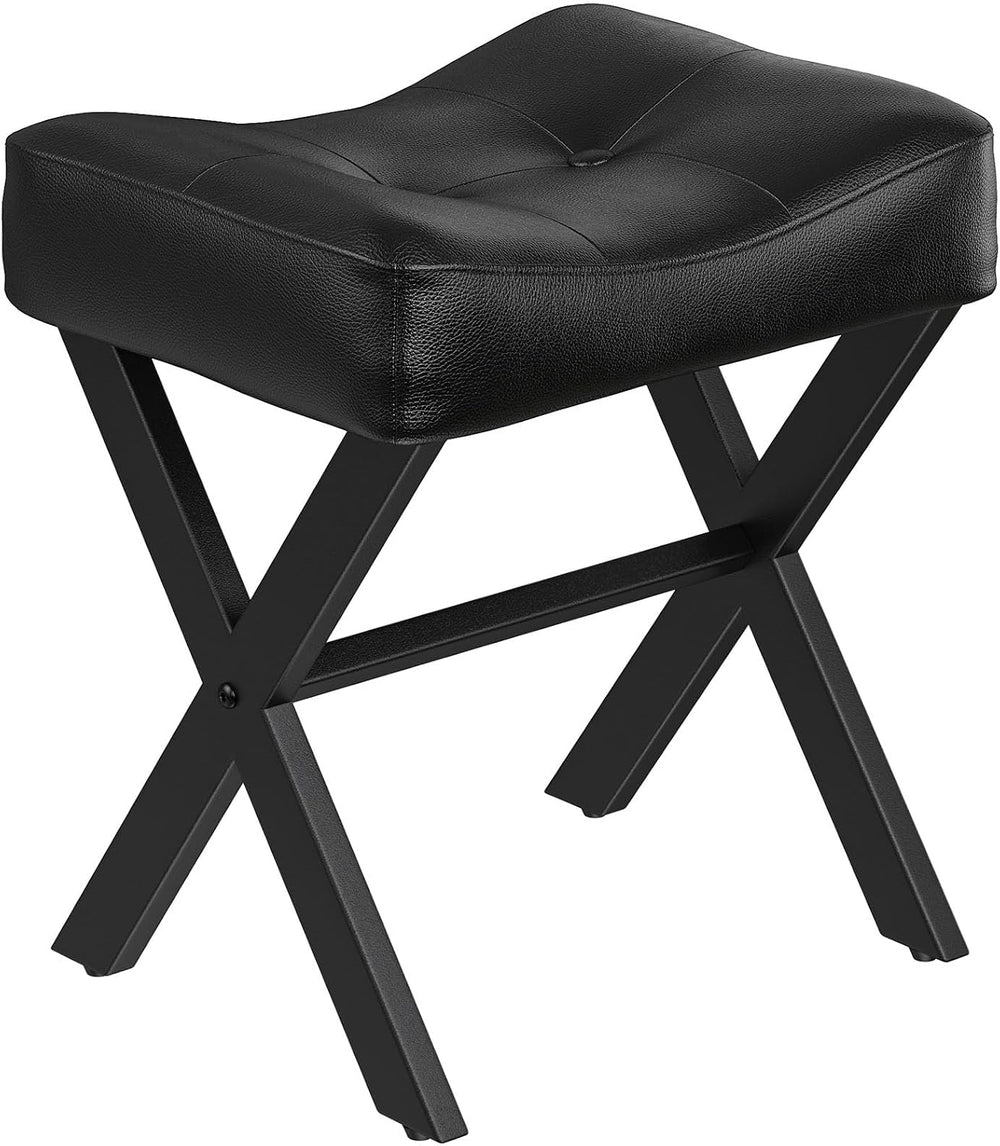 Memobarco 18-Inch Leather Vanity Stool Chair, Black