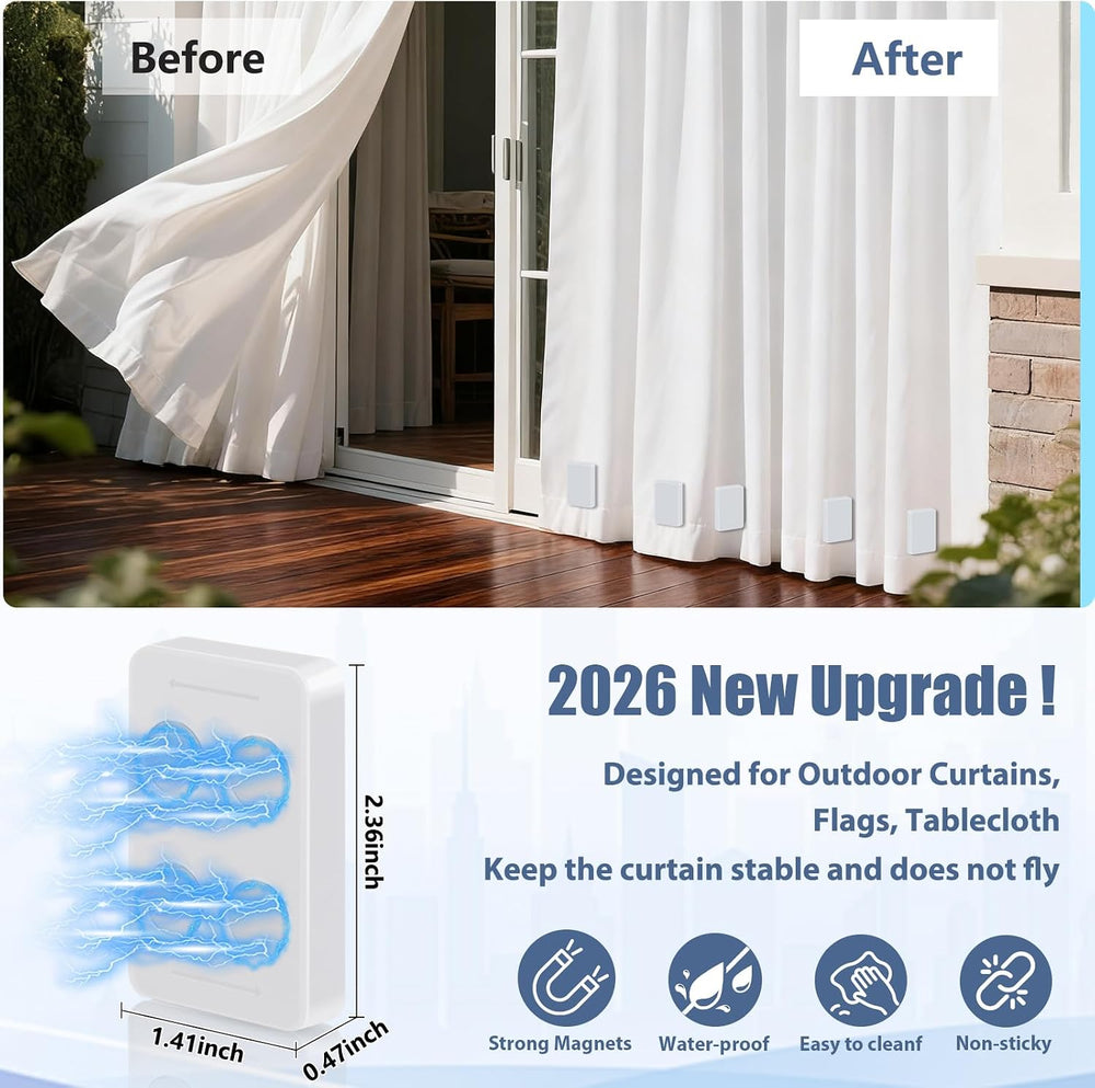 16PCS 52 oz Heavy Duty Outdoor Curtain Weights, Waterproof Magnets, White